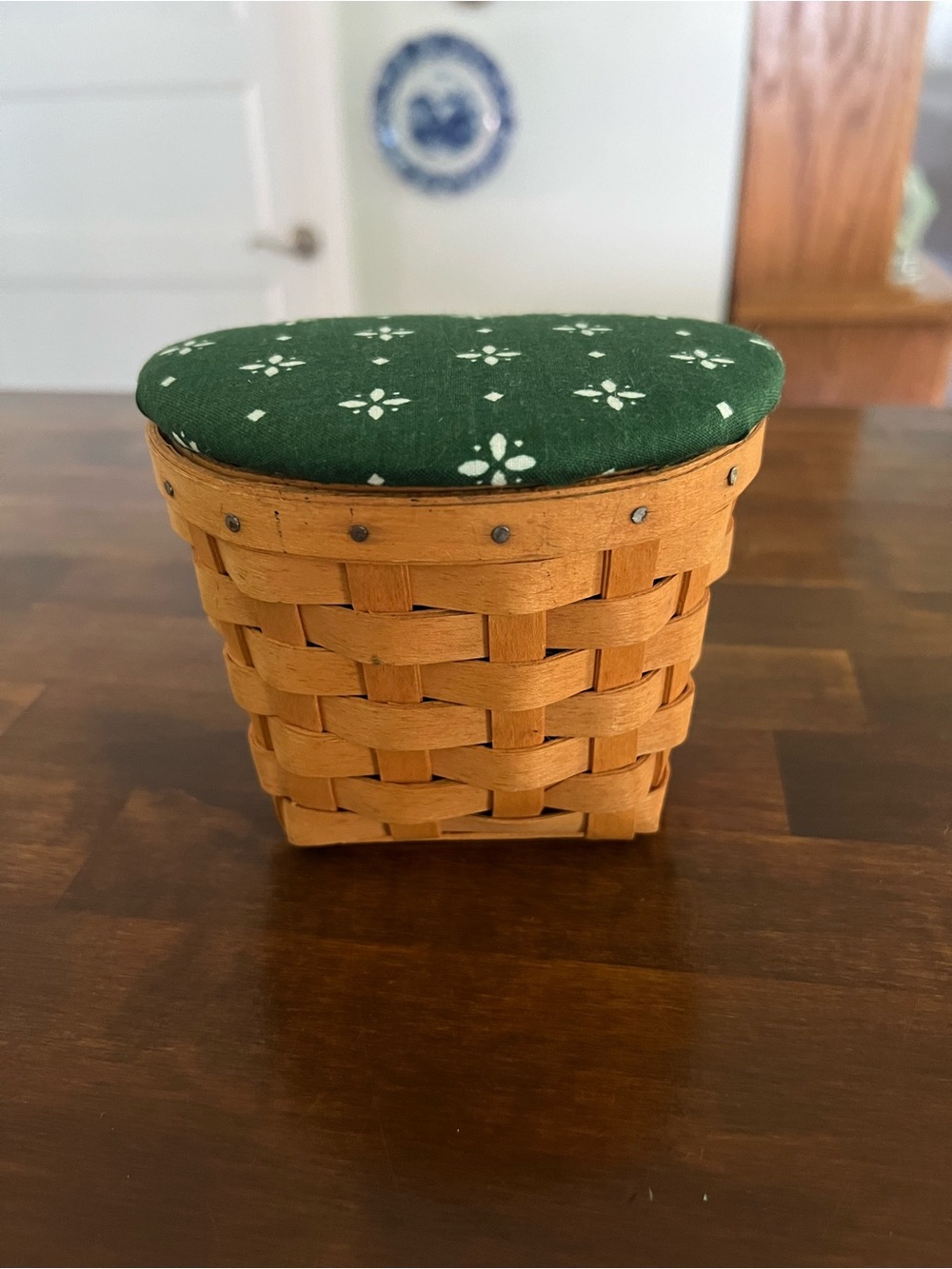 Longaberger Oregano Basket with Heritage Green Fabric Lid